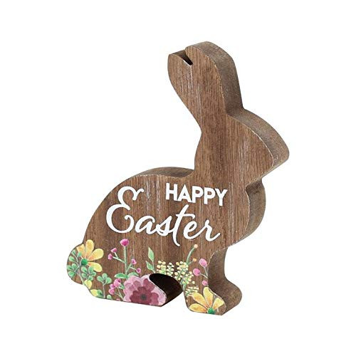 Collins Painting 'Happy Easter' Wood Grain Bunny Shelf Sitter