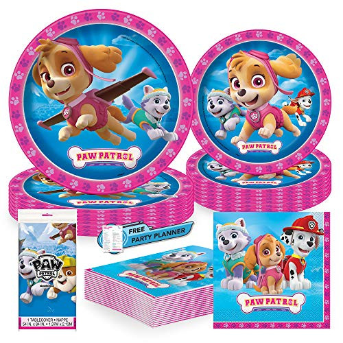 Unique Pink Paw Patrol Dinnerware Party Bundle   Dinner  and  Dessert Plates, Luncheon  and  Beverage Napkins, Table Cover   Kids Girl Birthday Party Decor Officially Licensed
