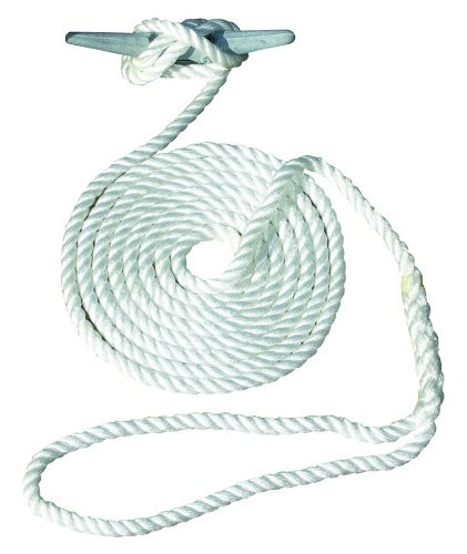 Invincible Marine 15-Foot Hand Spliced Nylon Dock Line, 3/8-Inches by 15-Feet, White