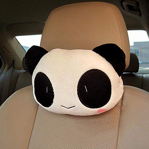Car Seat Neck Pillow, Cartoon Car Neck Pillow Cute Panda Plush Auto Car Seat Headrest Neck Rest Cushion Pillow, Neck Pain Relief Pillow For Driving - Headrest Cushion for Car, Home  and  Office (White)