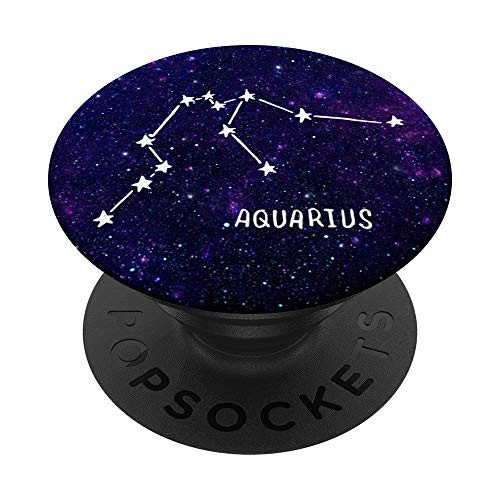 Aquarius Zodiac Astrology Sign With Stars  and  Space PopSockets Grip and Stand for Phones and Tablets