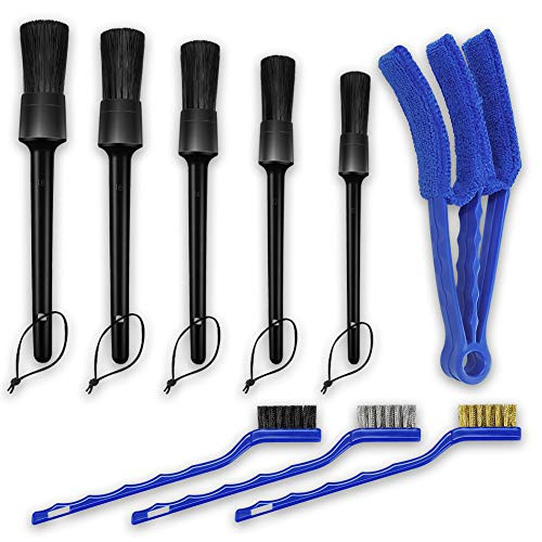 Ordenado 9pcs Car Detailing Kit Auto Interior Cleaning Brush Set Includes Wire Brush Detail Boar Hair Brush Air Conditioner Brush for Cleaning Car Interior Exterior, Vehicles Wheels Leather Engine Ordenado 9pcs Car Detailing Kit Auto Interior Cleaning Brush Set Includes Wire Brush Detail Boar Hair Brush Air Conditioner Brush for Cleaning Car Interior Exterior, Vehicles Wheels Leather Engine