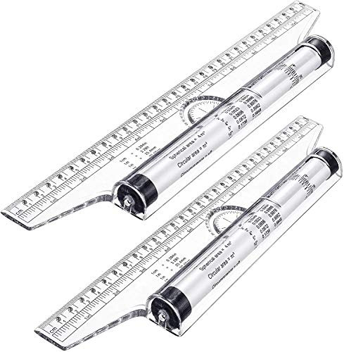 2 Pieces Plastic Measuring Rolling Ruler Drawing Roller Ruler Parallel Ruler Multifunctional Drawing Design Ruler for Measuring Drafting Student School and Office