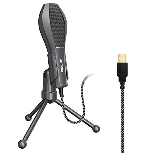 ammoon Computer Microphone, Plug  and  Play Desktop Condenser PC Laptop Mic, USB Microphone for Computer Studio Recording Singing Broadcast PC Laptop Playing Games