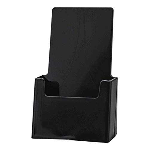 Marketing Holders 4W Brochure Holder Black Tri Fold Stand Table Rack Literature Pack of 2 Organizer Display Leaflet Pamphlet Maps Menu Handout Take One Counter Top Slot Fllyer Visibility Sturdy