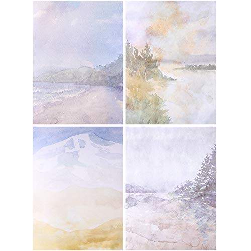 60 Sheets Stationary Papers 12 Scenic Watercolor Styles Writing Stationary Papers Letter, Double Sided Writing Paper, 8.5 x 11 Inches