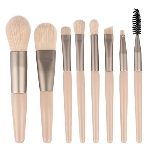 8PC Portable Makeup Brushes Set Professional Premium Synthetic Foundation Make Up Brushes Blending Face Powder Blush Concealers Eye Shadows and Blush Makeup Kit with Bag (Rose Gold)