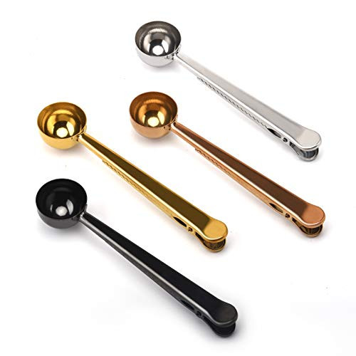 FANKUTOYS Coffee Scoop with Coffee Bag Clip 4 Pcs 2-in-1 Stainless Steel Multifunction Coffee Measuring Spoon Tea Scoop Bag Clip for Ground Coffee, Espresso, Coffee Beans FANKUTOYS Coffee Scoop with Coffee Bag Clip 4 Pcs 2-in-1 Stainless Steel Multifunction Coffee Measuring Spoon Tea Scoop Bag Clip for Ground Coffee, Espresso, Coffee Beans