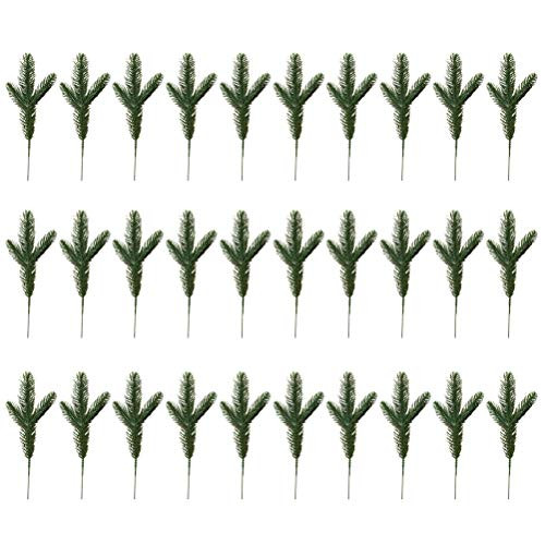VORCOOL 30Pcs Artificial Pine Picks Christmas Pine Twig Pine Needles Pine Greenery Stems Xmas Ornaments for DIY Craft Winter Holiday Decorations