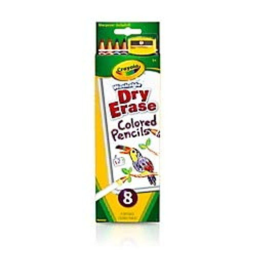 Crayola Dry-Erase Colored Pencils, Assorted Colors, Pack of 8 Colored Pencils Crayola Dry-Erase Colored Pencils, Assorted Colors, Pack of 8 Colored Pencils