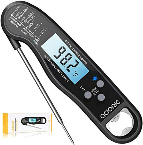 Digital Instant Read Meat Thermometer, Adoric Waterproof Food Thermometer with Backlight LCD, Kitchen Cooking Thermometer Probe for Grilling Oven Smoker(Black) Digital Instant Read Meat Thermometer, Adoric Waterproof Food Thermometer with Backlight LCD, Kitchen Cooking Thermometer Probe for Grilling Oven Smoker(Black)