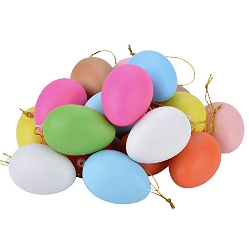 DOOGA Colorful Easter Eggs,20PCS Plastic Eggs Decorative Hanging Eggs Easter Egg Tree Hanging Ornaments Easter Decorations, Random Style