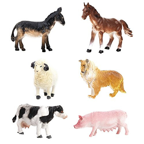 JZK 6 Assorted Set Toy Farm Animal Figures Collie Dog Pig Cow Horse Donkey Sheep, Portable Children playset Bath Toys Birthday Present for Toddlers Boys Girls Kids JZK 6 Assorted Set Toy Farm Animal Figures Collie Dog Pig Cow Horse Donkey Sheep, Portable Children playset Bath Toys Birthday Present for Toddlers Boys Girls Kids
