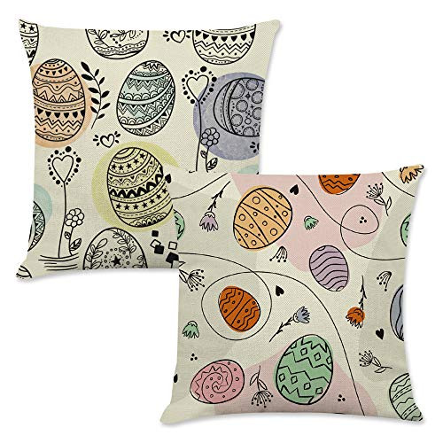 LANGFON Easter Pillow Covers 18 x 18 Set of 2 Easter Egg Colourful Spring Throw Pillow Cover Easter Decorative Pillow Covers Series Cushion Cover Zippered Square Pillowcase for Home Car Sofa Decor LANGFON Easter Pillow Covers 18 x 18 Set of 2 Easter Egg Colourful Spring Throw Pillow Cover Easter Decorative Pillow Covers Series Cushion Cover Zippered Square Pillowcase for Home Car Sofa Decor