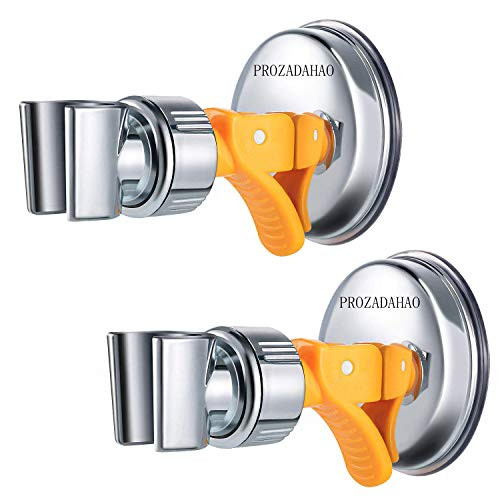 Adjustable Shower Head holder, Bathroom Suction Cup Handheld Shower head Bracket, Removable Handheld Showerhead  and  Wall Mounted Suction Bracket (Yellow-2)