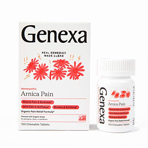 Genexa Arnica Pain - 100 Tablets   Certified Organic  and  Non-GMO, Physician Formulated, Homeopathic   Pain Relief Medicine