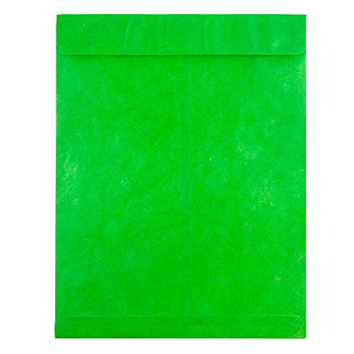 JAM PAPER Tyvek Tear-Proof Open End Catalog Envelopes - 10 x 13 - Lime Green - 10/Pack