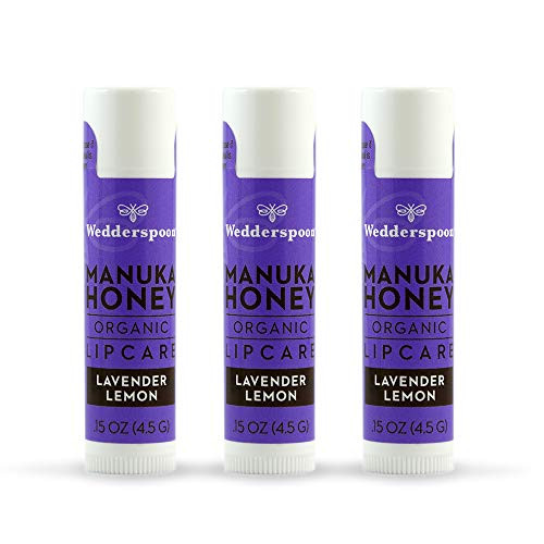Wedderspoon Organic Manuka Lip Balm, Lavender Lemon, 0.15 Ounce (Pack of 3) Wedderspoon Organic Manuka Lip Balm, Lavender Lemon, 0.15 Ounce (Pack of 3)
