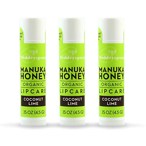 Wedderspoon Organic Manuka Lip Balm, Coconut Lime, 0.15 Ounce (Pack of 3) Wedderspoon Organic Manuka Lip Balm, Coconut Lime, 0.15 Ounce (Pack of 3)