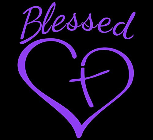Blessed Cross And Heart Christian Decal Vinyl Sticker|Cars Trucks Vans Walls Laptop |5.5 x 4.5 in| (Light Purple)