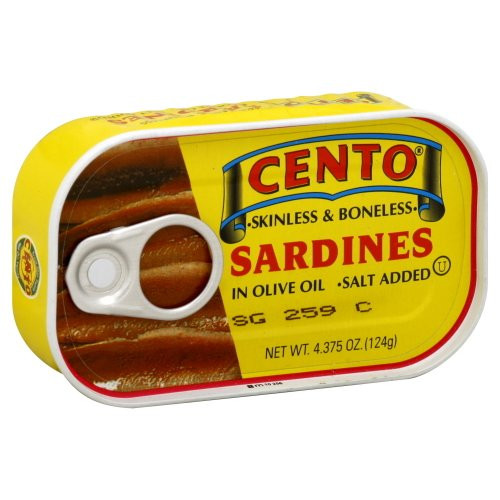 Sardines, Skinless and Boneless in Olive Oil (Cento) 124g (4.375 oz) Sardines, Skinless and Boneless in Olive Oil (Cento) 124g (4.375 oz)