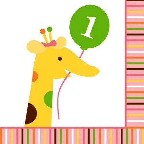 16-Count Paper Beverage Napkins, Sweet at One Girls