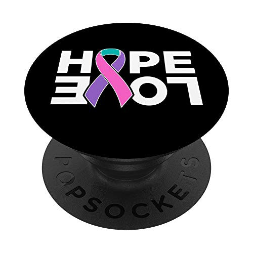 Thyroid Cancer Awareness - Sideways Hope Love Ribbon PopSockets Grip and Stand for Phones and Tablets