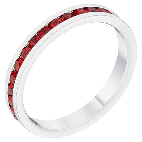 Kate Bissett Stylish Birthstone Stackables Swarovski Crystal Ruby -July Size 10