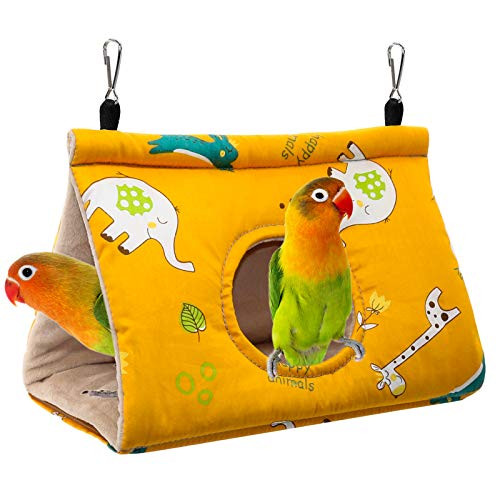 RYPET Winter Warm Bird Nest House - Hanging Hammock Velvet Shed Hut Cage Plush Fluffy Birds Hideaway Sleeping Bed Fuzzy for Parrot Parakeet Cockatiels Budgies Lovebird Medium