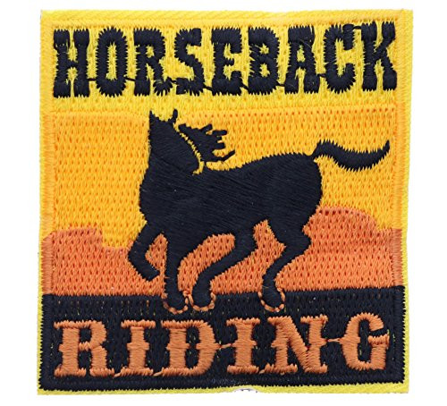 Sunset Horseback Riding 2 inch small Iron on Patch Ava2770