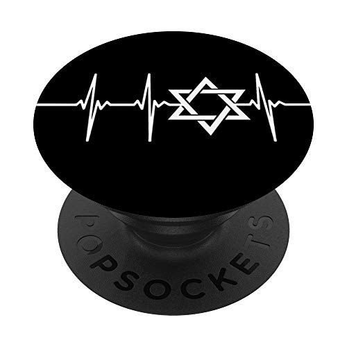Judaism Star Of David Jewish Heartbeat EKG PopSockets PopGrip: Swappable Grip for Phones  and  Tablets