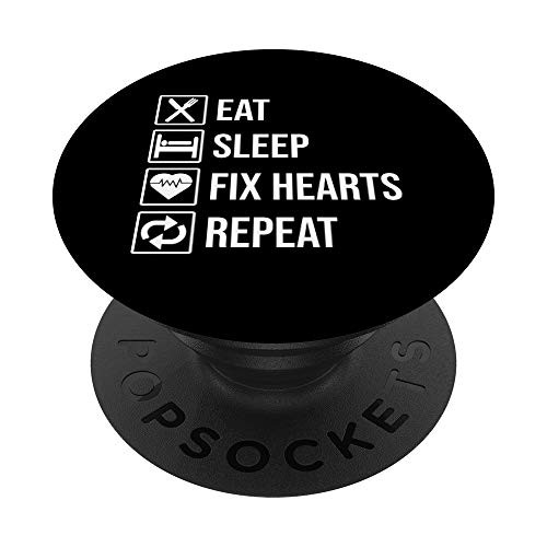 Eat Sleep Fix Hearts Repeat Funny Cardiologist Doctor PopSockets Grip and Stand for Phones and Tablets