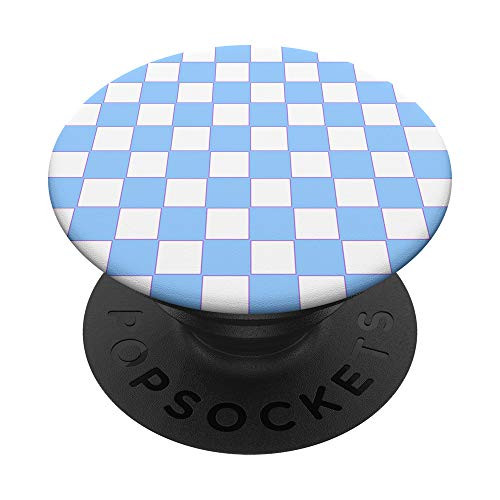 Checkered Blue and White   Check Pattern PopSockets PopGrip: Swappable Grip for Phones  and  Tablets