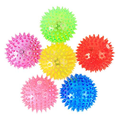Faruxue 1Pcs Pet Spiky Flashing Ball Toy, Puppy LED Ball, Light Ball Dog Toy - Large, Training Dogs to Clean Their Teeth and Maintain Healthy Gums, Interactive Toys with Pet Dogs (Random Color) 7.5CM