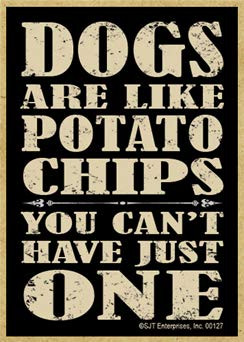 SJT ENTERPRISES, INC. Dogs are Like Potato Chips, You Can't Have Just One - Wood Fridge Magnet - Measures 2.5 inch x 3.5 inch x 1/8 inch Thick (SJT00127)