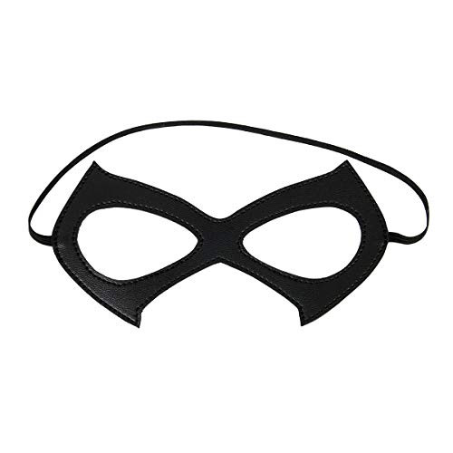 Luxury Black Red Leather Half Cat Eye Costume Mask Halloween Cosplay Fancy Dress Make Up Masquerade Party Props Accessory (Black A)