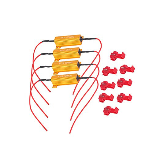AKDSteel 4Pcs 50W 6ohm Load Resistors Fix LED Bulb Fast Hyper Flash Turn Signal Blink Error Code