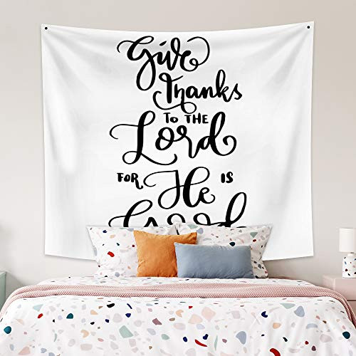 Yongfoto 33.9x27.6 inches Black White Hand Writing Calligraphy Wall Tapestry Give Thanks To The Lord for He Is Good Tapestry Bible Verse Quote Tapestry Wall Hanging for Bedroom Living Room Decor Yongfoto 33.9x27.6 inches Black White Hand Writing Calligraphy Wall Tapestry Give Thanks To The Lord for He Is Good Tapestry Bible Verse Quote Tapestry Wall Hanging for Bedroom Living Room Decor