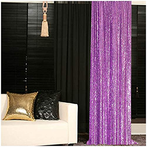 ShinyBeauty Sequin Curtain 2FTx8FT Lavender Sequin Curtain Sequin Backdrop Curtains Lilac Sequin Shower Curtain Panel Fabric Wedding Backdrop Photo Booth Backdrop (2FTx8FT, Lavender)