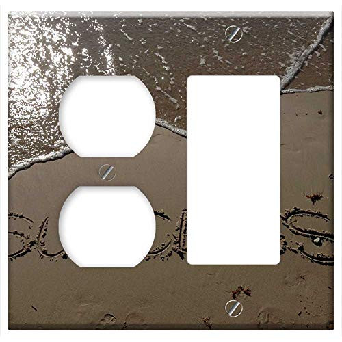 2-Gang, Outlet Rocker/GFCI Combination Wall Plate Cover - Success Sand Sea Beach Writing Lettes Words