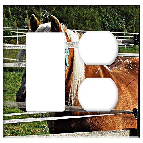 2-Gang, Rocker/GFCI Outlet Combination Wall Plate Cover - The Horse Pen Catwalk Horses The Mane Animals 2-Gang, Rocker/GFCI Outlet Combination Wall Plate Cover - The Horse Pen Catwalk Horses The Mane Animals