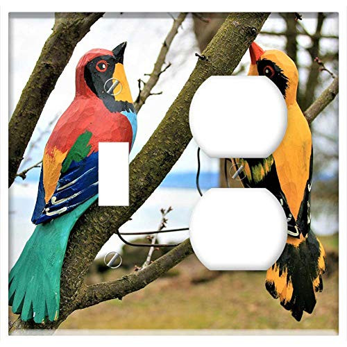 2-Gang, Toggle Outlet Combination Wall Plate Cover - Para Romance Birds Wooden Nature Pen Beak 2-Gang, Toggle Outlet Combination Wall Plate Cover - Para Romance Birds Wooden Nature Pen Beak