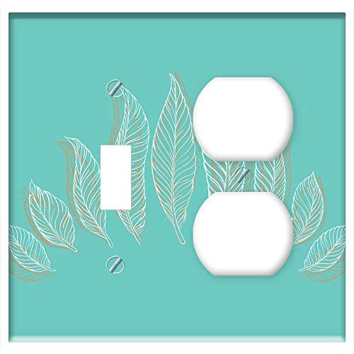 2-Gang, Toggle Outlet Combination Wall Plate Cover - Pen Feathers Tail Bird Zoo Nature