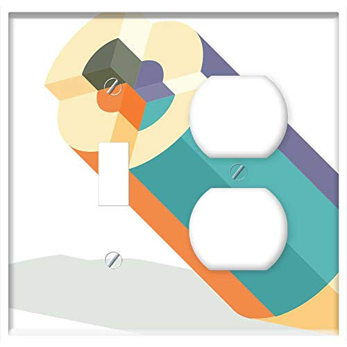 2-Gang, Toggle Outlet Combination Wall Plate Cover - Colored Pencil Pencil Pen Stationery Art