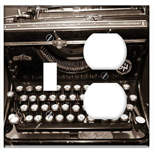 2-Gang, Toggle Outlet Combination Wall Plate Cover - Machine Writing Writer Book Monument Typewriter 2-Gang, Toggle Outlet Combination Wall Plate Cover - Machine Writing Writer Book Monument Typewriter