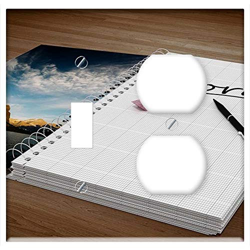 2-Gang, Toggle Outlet Combination Wall Plate Cover - Block Paper Pen Words Leave Animation Cgi