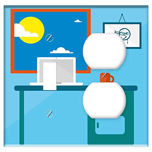 2-Gang, Toggle Outlet Combination Wall Plate Cover - Office Work Pc Organization Coffee Pen Computer