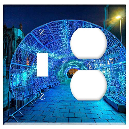 2-Gang, Toggle Outlet Combination Wall Plate Cover - Tunnel Led Lights City In The Evening 2-Gang, Toggle Outlet Combination Wall Plate Cover - Tunnel Led Lights City In The Evening