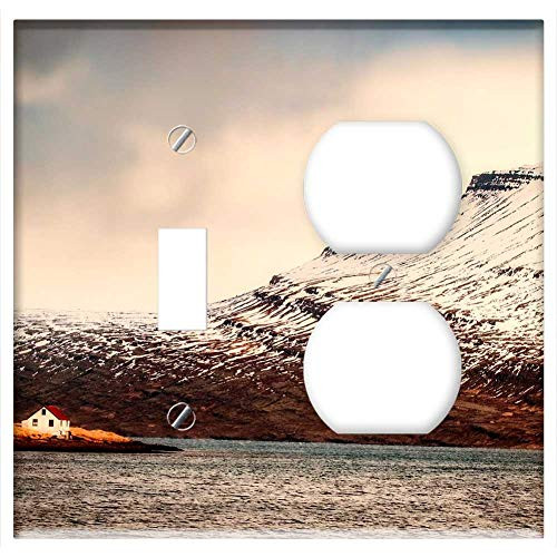 2-Gang, Toggle Outlet Combination Wall Plate Cover - Iceland Mountains House Home Remote Sea Ocean