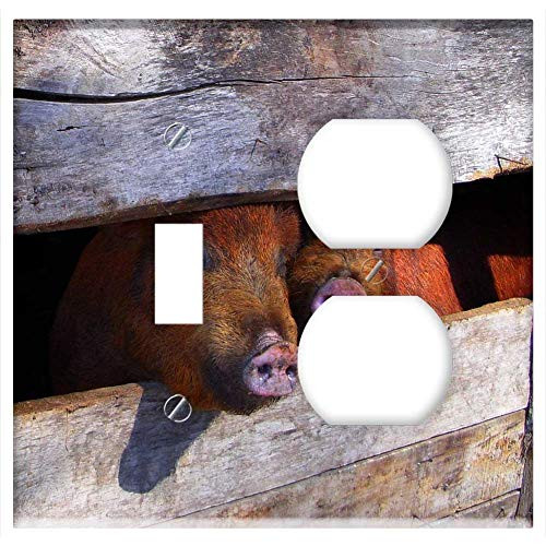 2-Gang, Toggle Outlet Combination Wall Plate Cover - Pig Pen Pigpen Animal Livestock Hog Mammal 2-Gang, Toggle Outlet Combination Wall Plate Cover - Pig Pen Pigpen Animal Livestock Hog Mammal